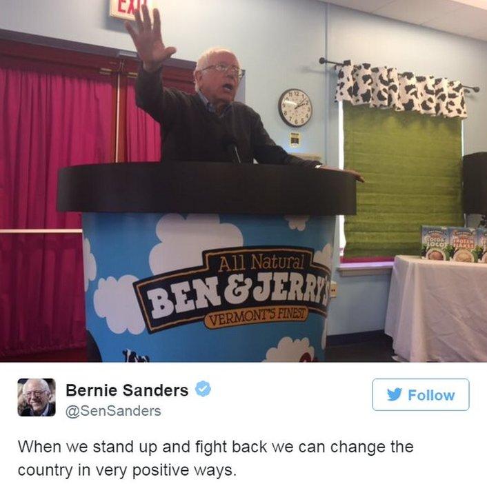 Screen grab of tweet by @SenSanders