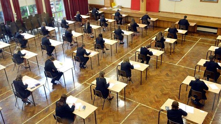 Students studying in a school