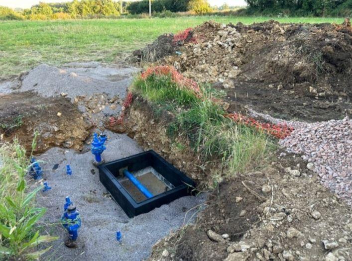 Water mains work being carried out on the ground