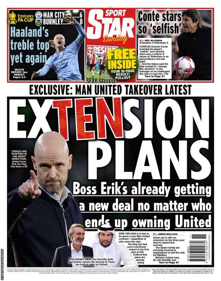 The back page of the Star Sport Sunday