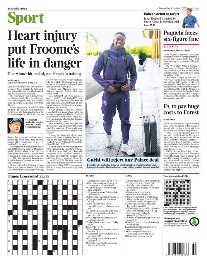 The Times back page