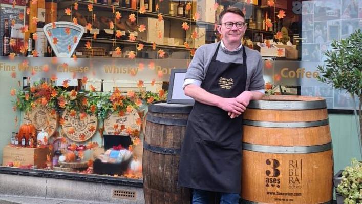 John Murphy outside Czerwik Fine Wines and Cheeses