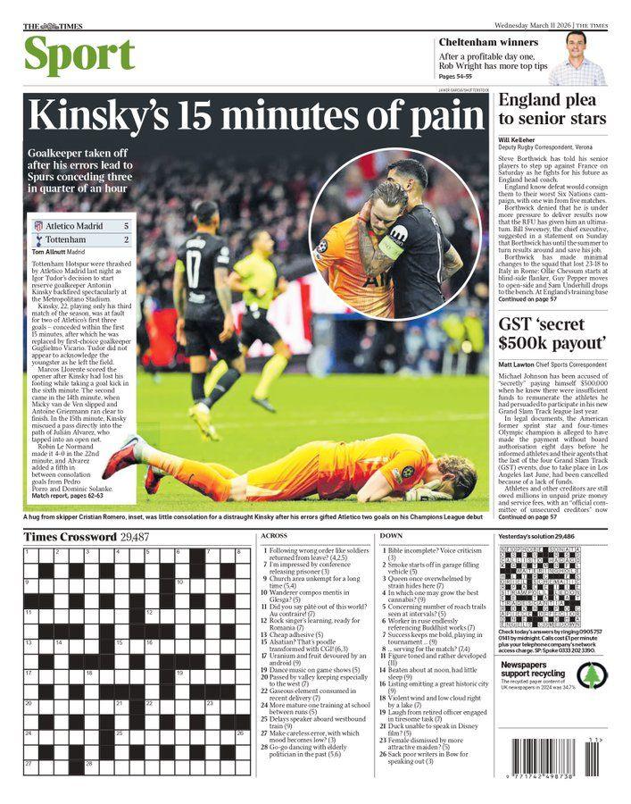 The Times back page