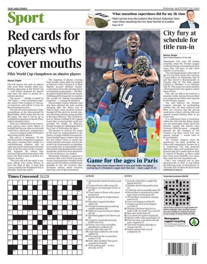 The Times back page