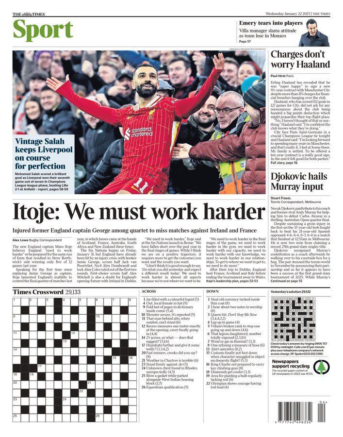 The back page of the Times