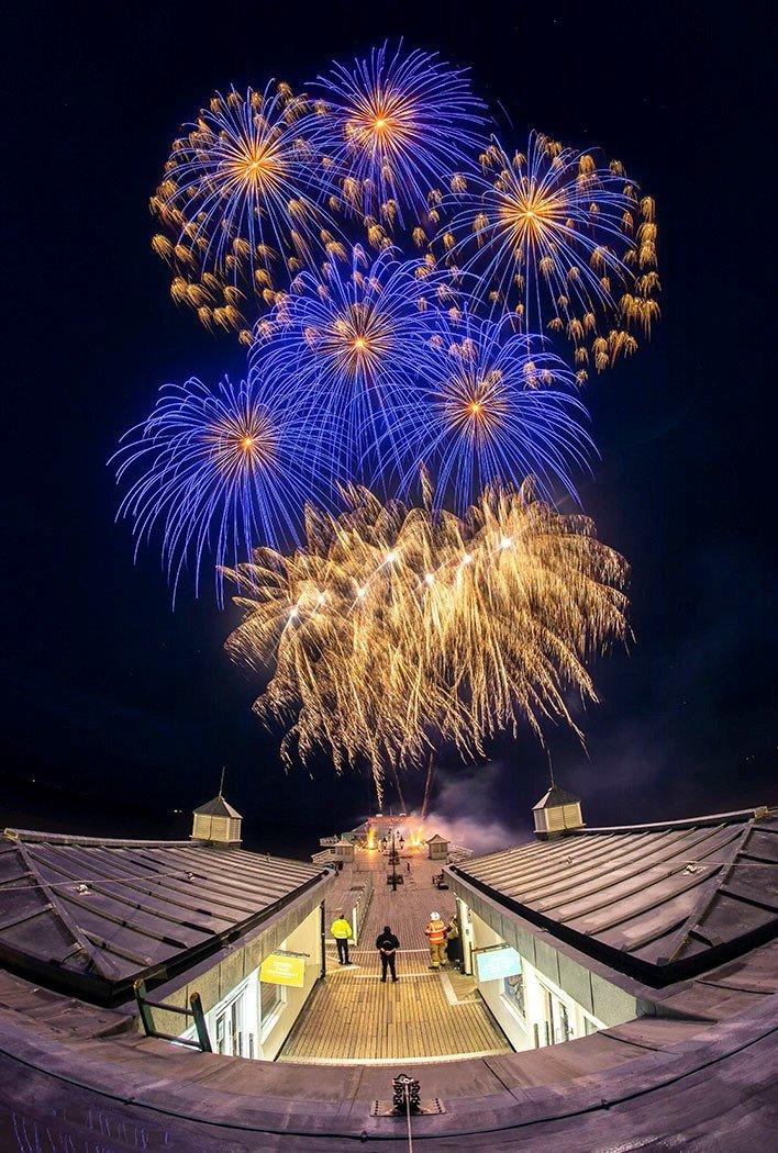 Fireworks over Cromer Pier, New Year's Day 2022