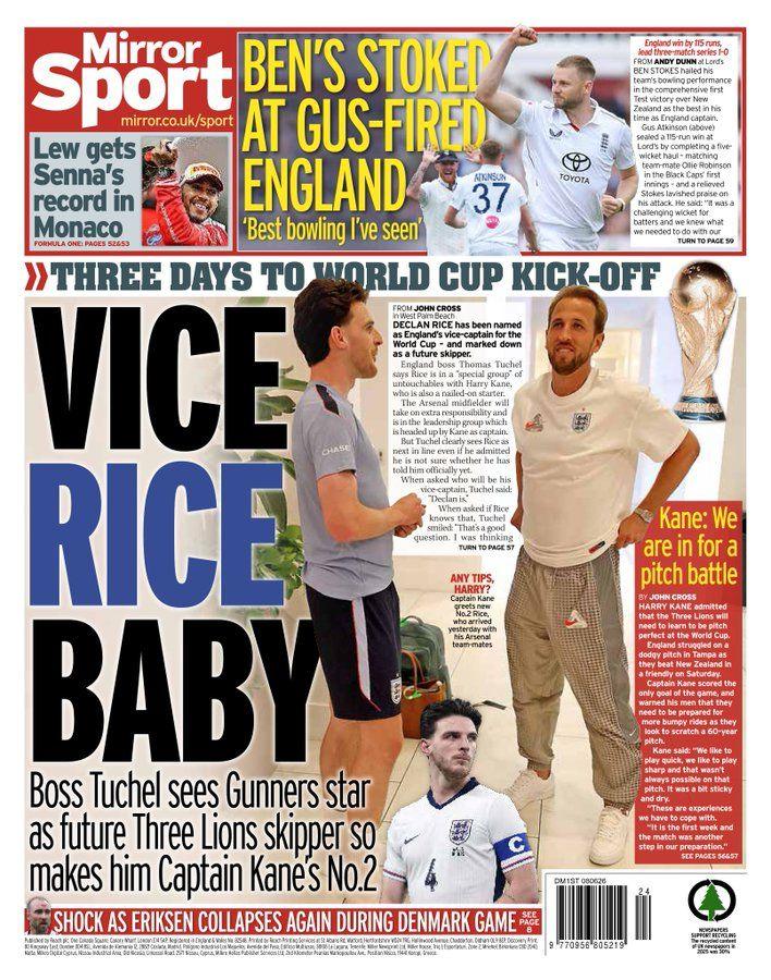 Back page of the Daily Mirror on 8 June 2026