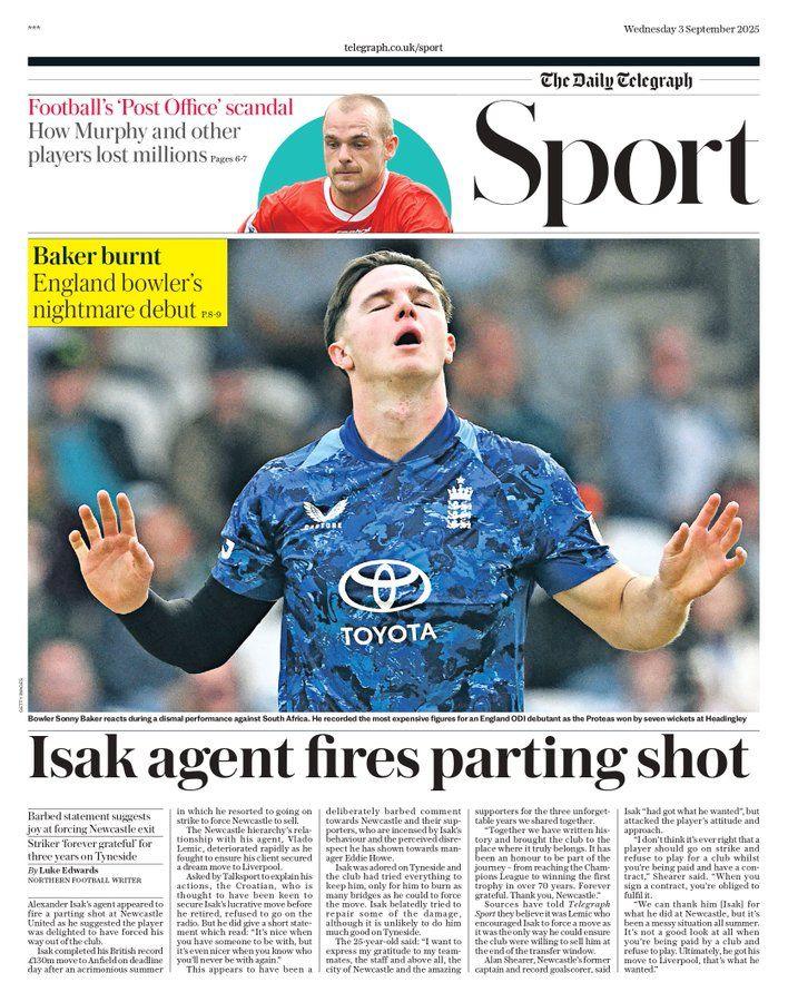 Daily Telegraph sports section