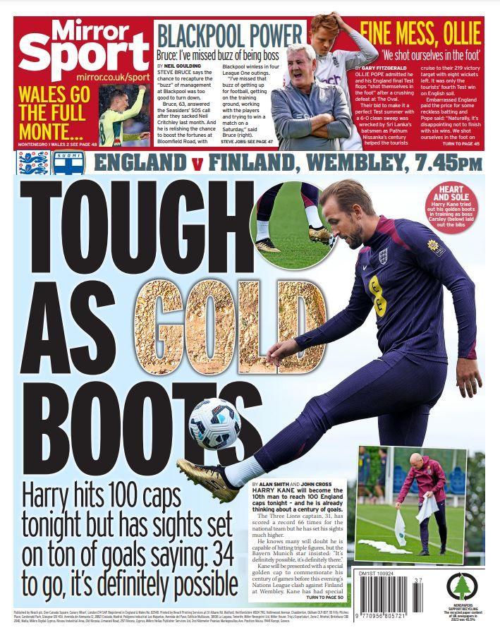 The back page of the Daily Mirror 10/09/24