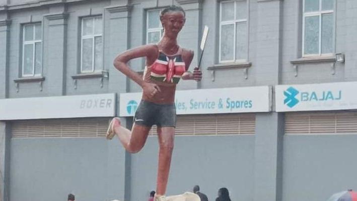 A statue of an athlete in Kenyan city of Eldoret