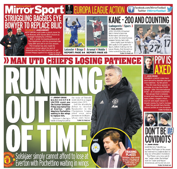 Friday's Mirror back page