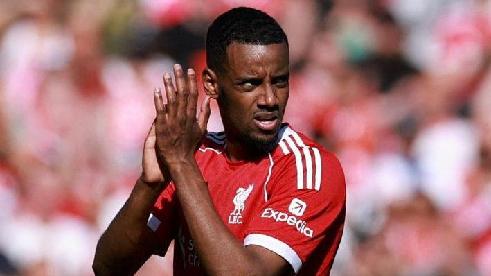Alexander Isak celebrates after scoring for Liverpool against Crystal Palace