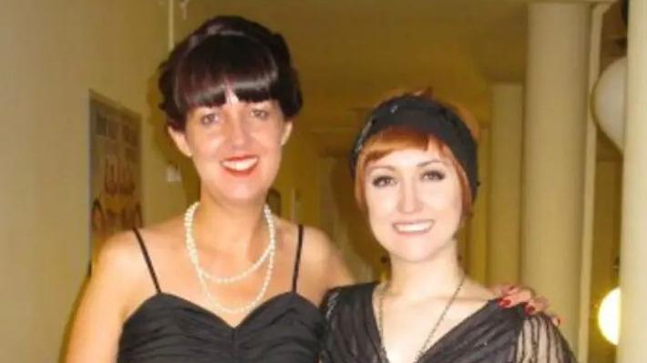 Coleen Coxon pictured next to her late friend Louise Wright, dressed in 1950s-themed fancy dress