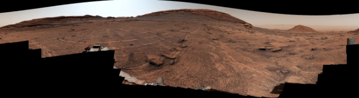 Panoramic image of the shapes in the surface taken by the rover