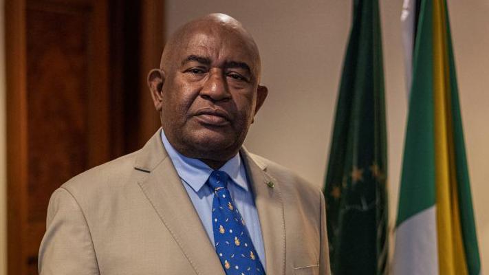 Comorian President and Chairperson of the African Union Azali Assoumani poses for a portrait in Addis Ababa on February 16, 2024