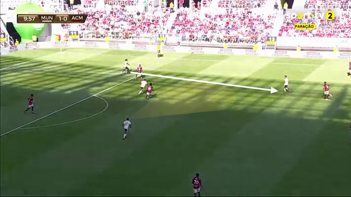 Screen grab showing Manchester United's passing combinations in build-up against AC Milan in pre-season.