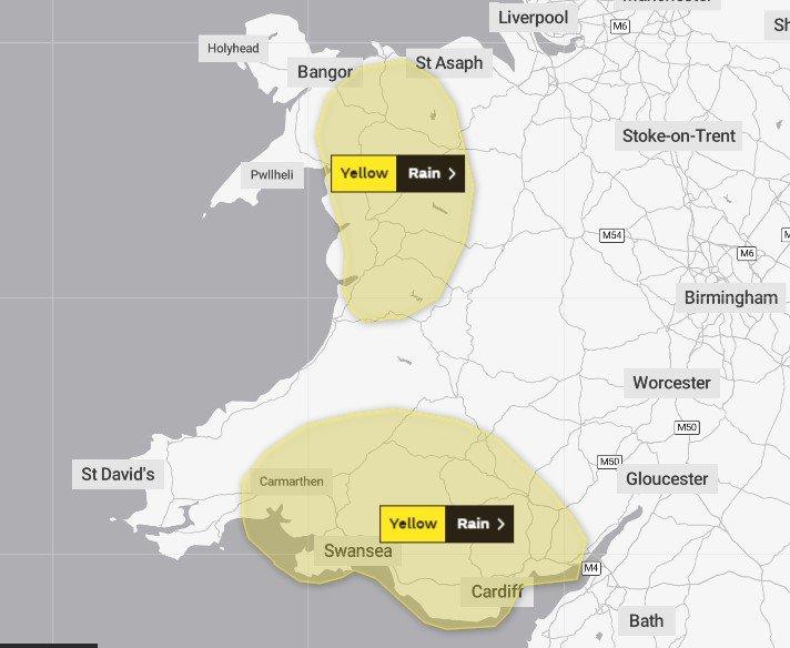 Weather warning map for Wednesday, 19 February, issued by Met Office