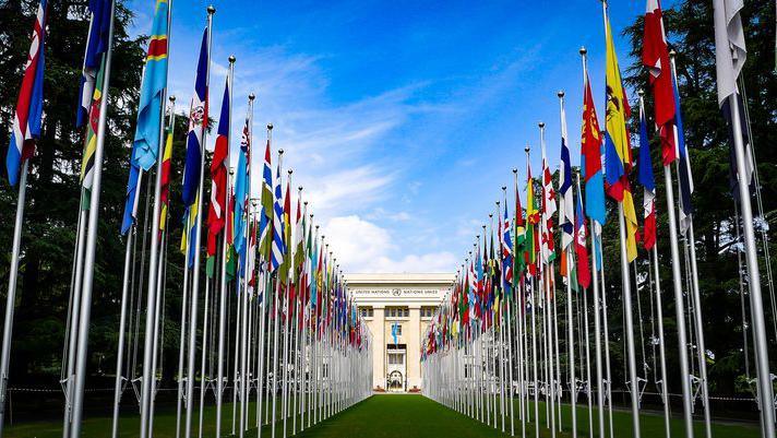 The United Nations building in Geneva, Switzerland.