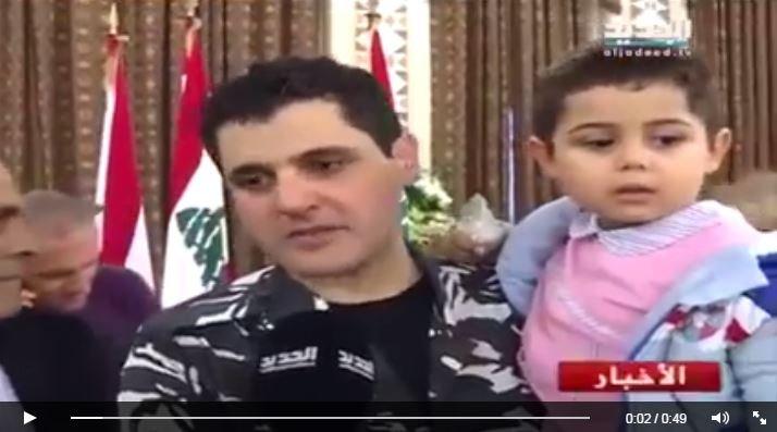 Screen grab of video of Lebanese soldier who thanks al-Nusra captors for his treatment