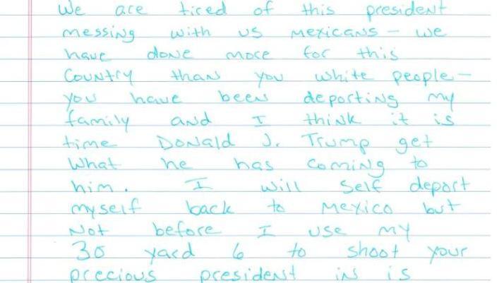 A copy of a handwritten letter mailed to Immigration and Customs Enforcement officials
