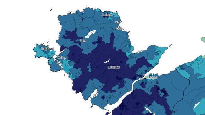 Map yn dangos cryfder yr iaith Gymraeg yn ôl cyfrifiad 2021