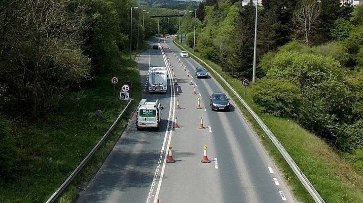 Part of the A465 before the road was widened