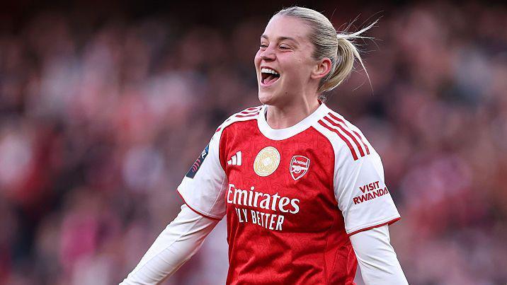 Russo runs to celebrate one of her goals against Tottenham