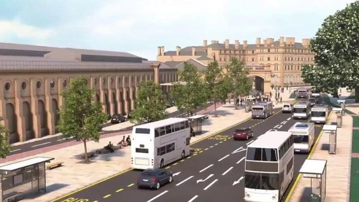 Artist's impression of planned changes to the front of York railway station