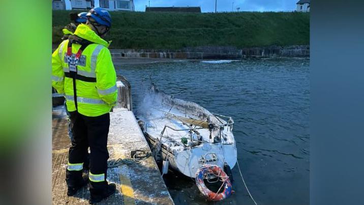 Boat damaged by fire 