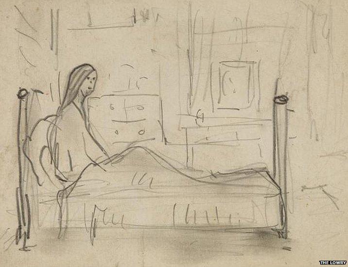 Figure in Bed by LS Lowry