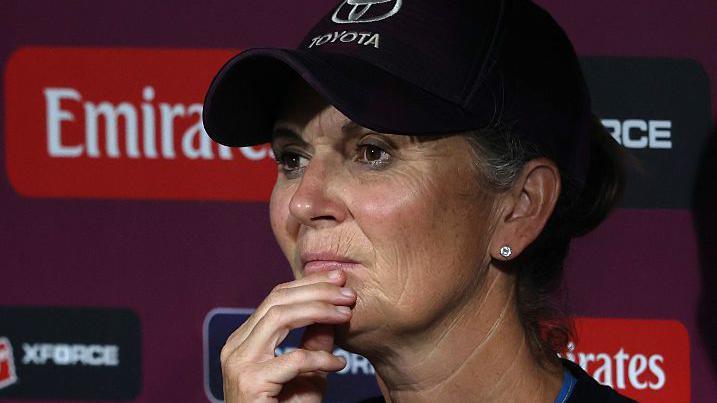 England head coach Charlotte Edwards looks pensive