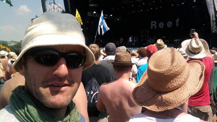 Garry Illingworth in front of the Pyramid Stage