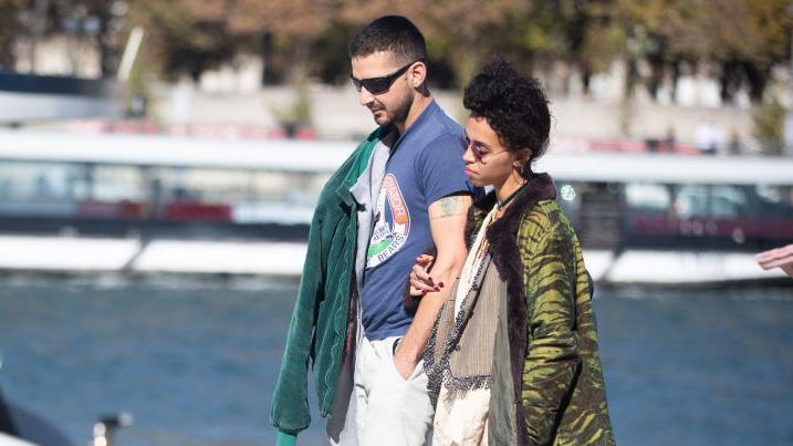 Shia LaBeouf and FKA Twigs are spotted on the Seine river on September 30, 2018 in Paris