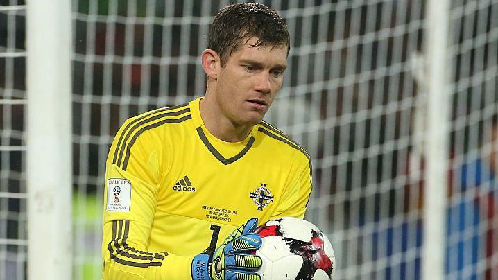 Michael McGovern collects the ball in the Euro 2018 qualifier against Germany