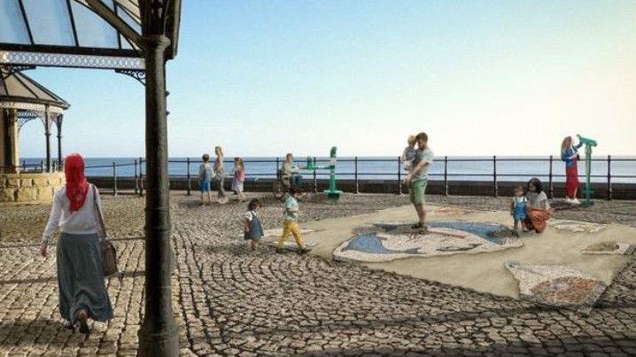 An artist's impression of the viewing station featuring a mosaic floor installation