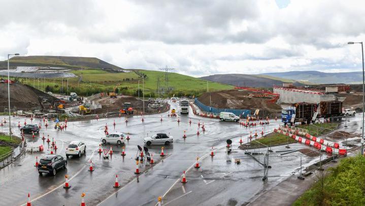 A picture of the Heads of the Valley upgrade work