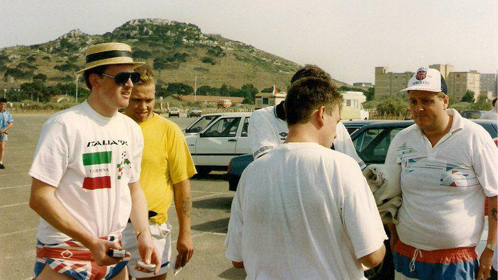 David Hancock with friends at the Italy Fifa World Cup in 1990