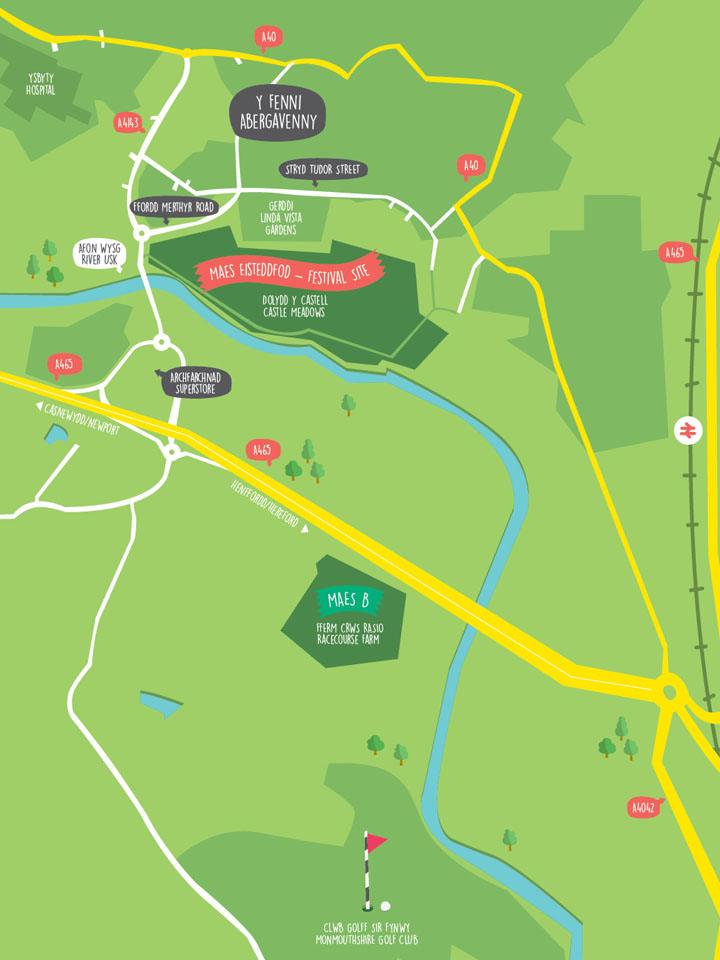 Map o ardal yr Eisteddfod