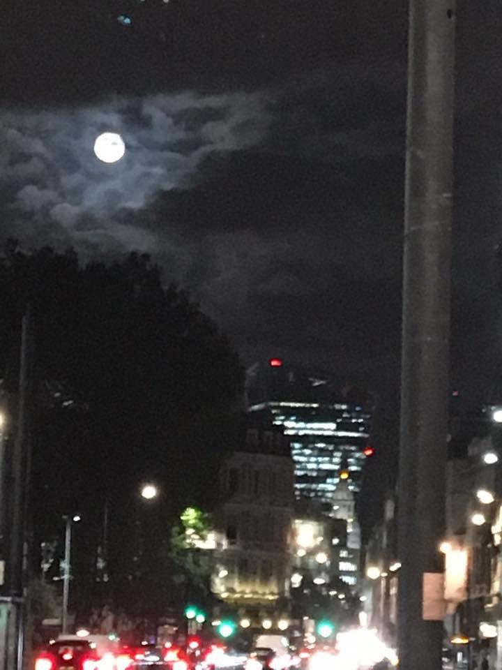 On his way home from work, Nick Leigh took this picture of the Harvest moon over Holborn in London