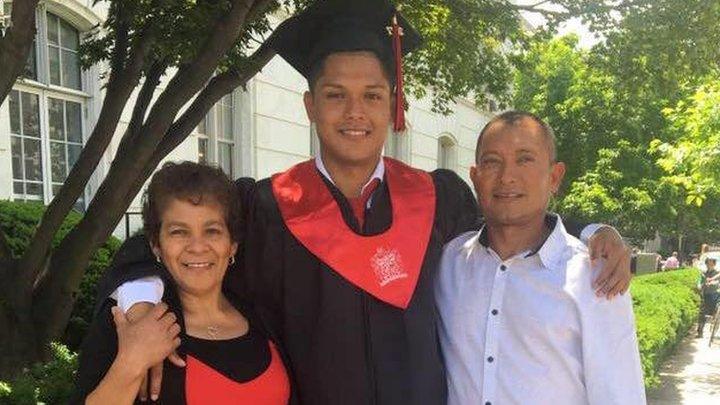 Lizandro and his parents.