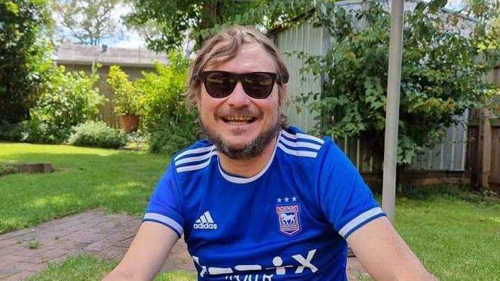 Garin Hubbard with his Ipswich Town shirt