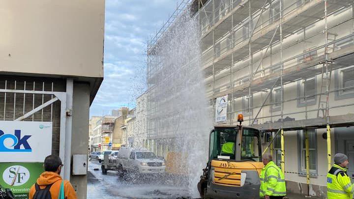 Engineers from Jersey Water at a burst water main