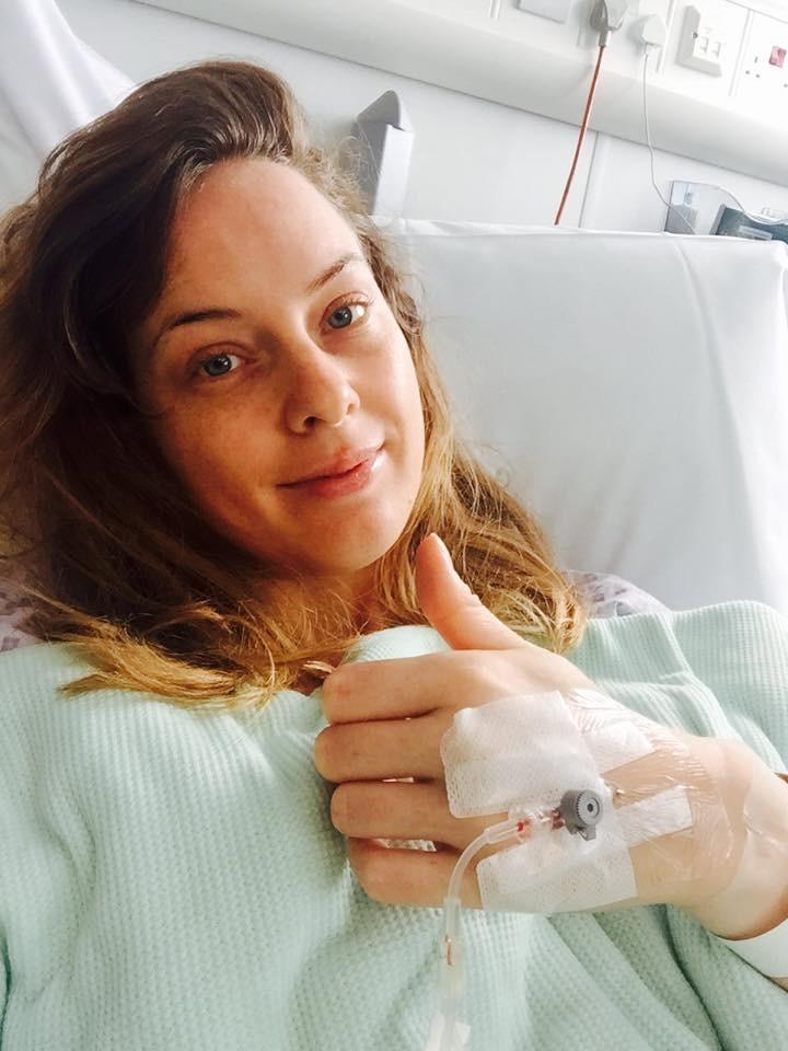 Sick bed: Carla recovering from her preventative double mastectomy