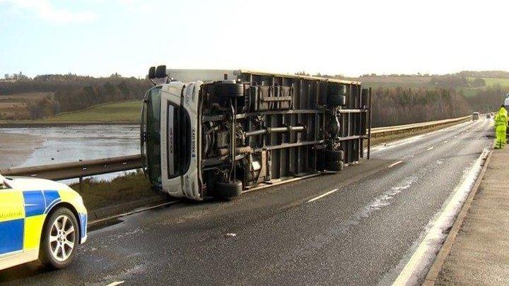 Cromarty bridge where a a van is blown over