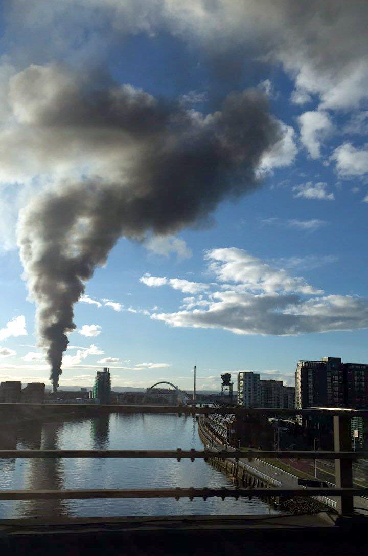 View of Glasgow scrapyard fire