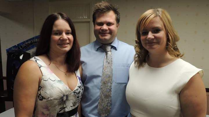 Katie Worby, left, her sister and her brother Adam Chittock