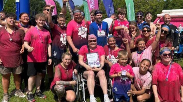 Rachael Blake's mother and her family at a Race for Life event