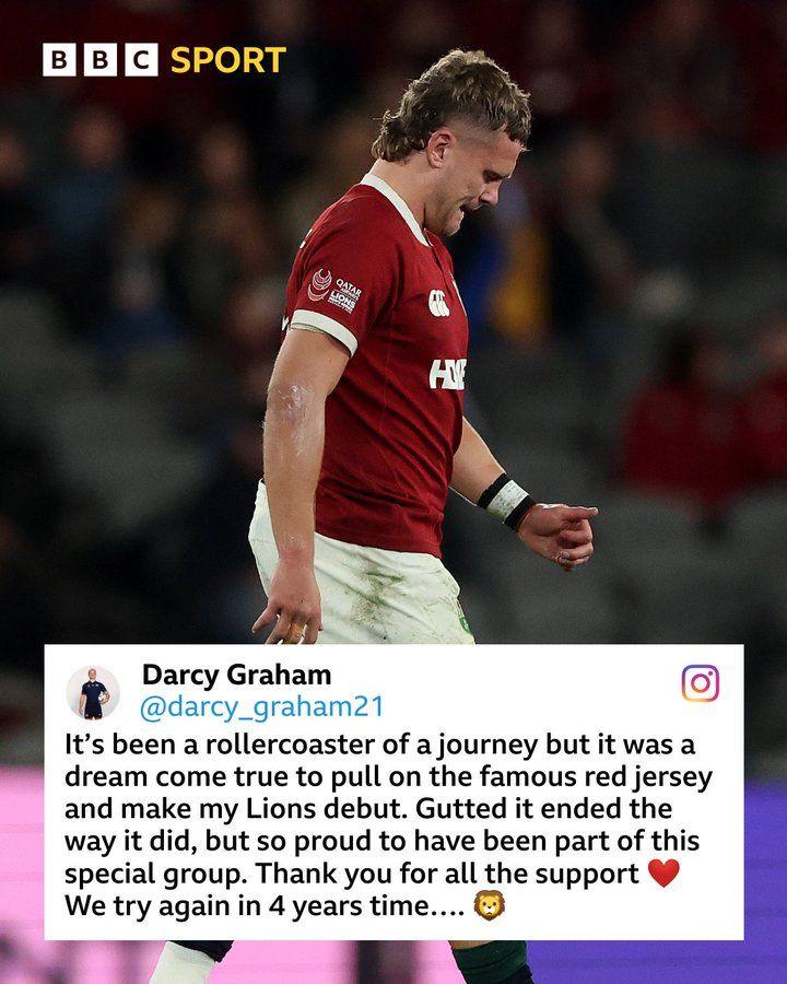 British and Irish Lions Darcy Graham 'gutted' his 'rollercoaster