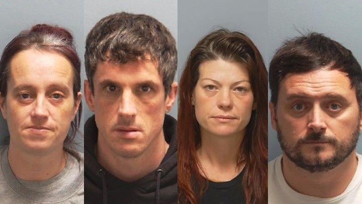 Custody images of Sarah Flynn, Liam Savage, Joanne West and Peter West