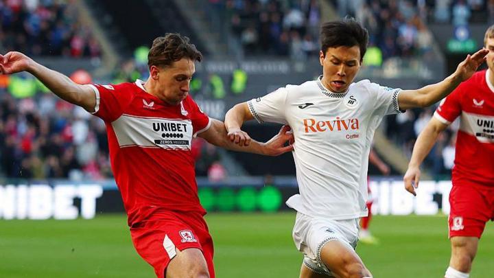 Middlesbrough versus Swansea City action on the Easter weekend
